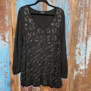 Belldini Dark Gray Studded Sweater Size 2XL